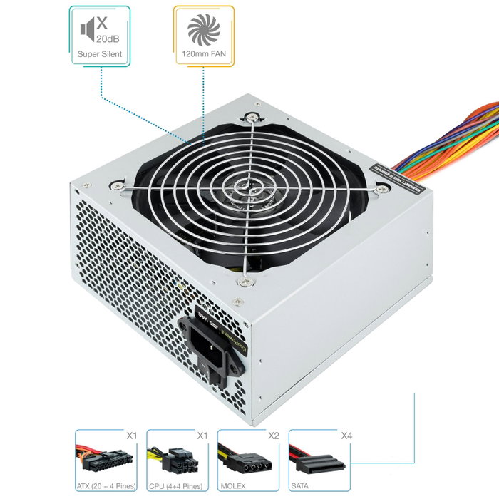 TOOQ Fuente de Alimentación EcoPower II TQEP-500SSE 500W Plata